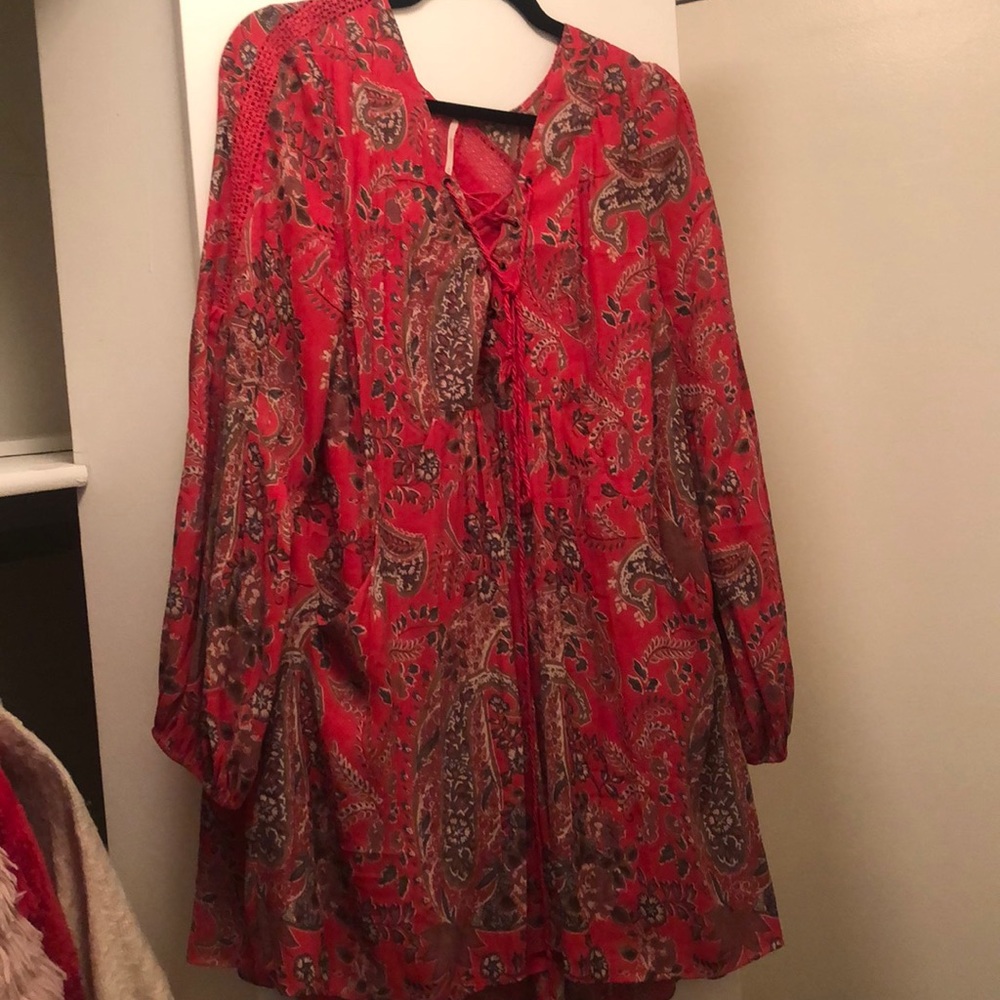 Free people red flow dress size medium